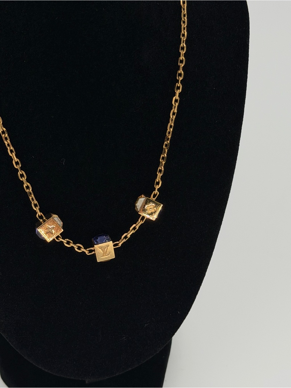Louis Vuitton Gamble Necklace Gold with Purple and Clear Swarovski Crystals - Picture 5 of 13